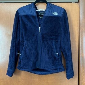 North Face Navy Blue Oso Hooded Fuzzy Jacket
